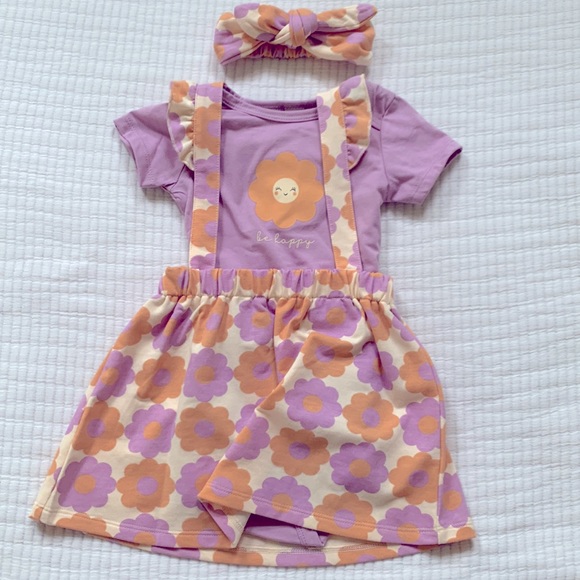 Daisy pinafore dress for toddler girl. Size is 24m. Onesie with pinafore. NWT. - Picture 2 of 14